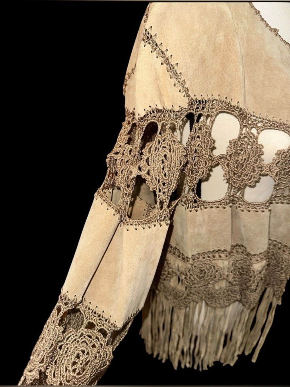 Adrienne Landau Suede/crochet Vintage Jacket 1970’s - Picture 4 of 5